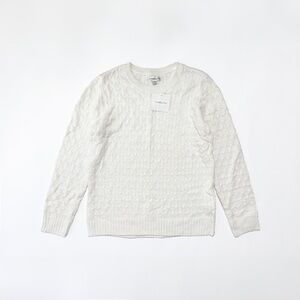Croft and Barrow Off-White Cable-Knit Crewneck Sweater